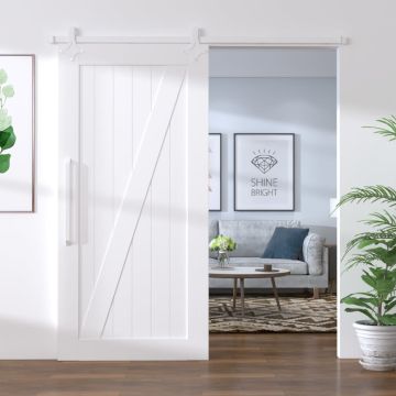 vidaXL Stumdomų durų įrangos rinkinys, baltos spalvos, 200cm, plienas