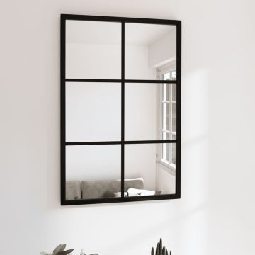 vidaXL Sieninis veidrodis, juodos spalvos, 60x40cm, metalas