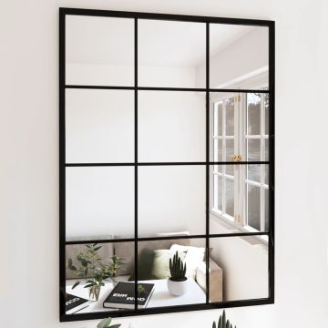 vidaXL Sieninis veidrodis, juodos spalvos, 80x60cm, metalas