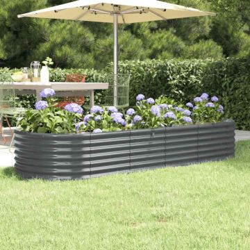vidaXL Aukštas sodo lovelis, antracito, 224x80x36cm, cinkuotas plienas