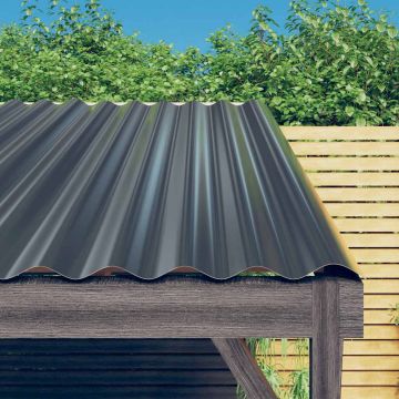 vidaXL Stogo plokštės, 12vnt., antracito, 60x36cm, cinkuotas plienas