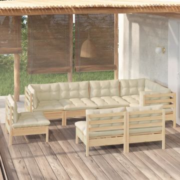 vidaXL Sodo komplektas su pagalvėlėmis, 8 dalių, pušies masyvas