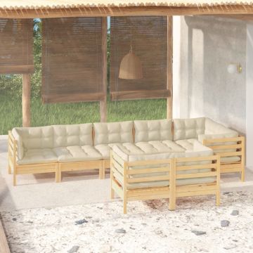 vidaXL Sodo komplektas su pagalvėlėmis, 8 dalių, pušies masyvas