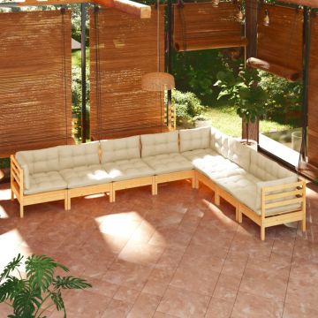 vidaXL Sodo komplektas su pagalvėlėmis, 8 dalių, pušies masyvas