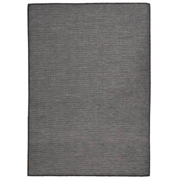 vidaXL Lauko kilimėlis, pilkos spalvos, 140x200cm, plokščio pynimo