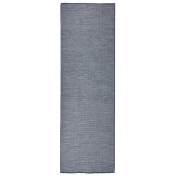 vidaXL Lauko kilimėlis, mėlynos spalvos, 80x250cm, plokščio pynimo