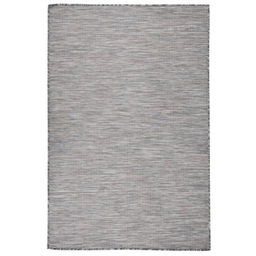 vidaXL Lauko kilimėlis, rudas ir mėlyna, 120x170cm, plokščio pynimo