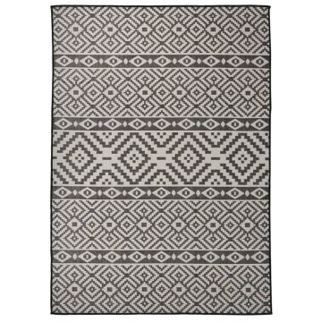 vidaXL Lauko kilimėlis, juodos spalvos, 120x170cm, plokščio pynimo
