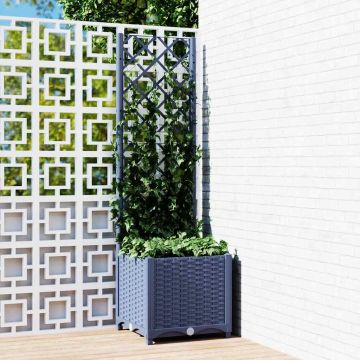 vidaXL Sodo vazonas su grotelėmis, mėlynai pilkas, 40x40x136 cm, PP