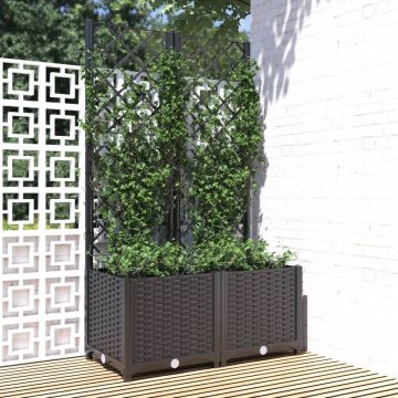vidaXL Sodo vazonas su grotelėmis, juodas, 80x40x136 cm, PP