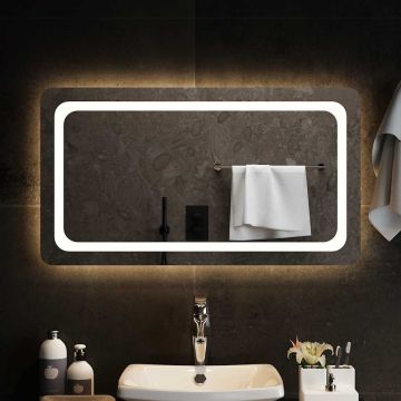 vidaXL Vonios kambario LED veidrodis, 90x50cm