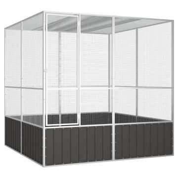 vidaXL Paukščių narvas, antracito, 213,5x217,5x211,5cm, plienas