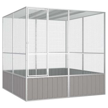 vidaXL Paukščių narvas, pilkas, 213,5x217,5x211,5cm, plienas