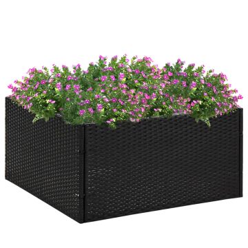 vidaXL Sodo lovelis, juodos spalvos, 80x80x40cm, poliratanas