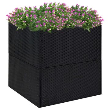 vidaXL Sodo lovelis, juodos spalvos, 80x80x80cm, poliratanas