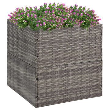 vidaXL Sodo lovelis, pilkos spalvos, 80x80x80cm, poliratanas