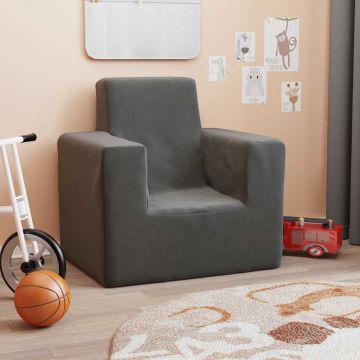 vidaXL Vaikiška sofa, antracito spalvos, minkštas pliušas