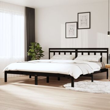 vidaXL Lovos rėmas, juodos spalvos, 200x200cm, pušies medienos masyvas