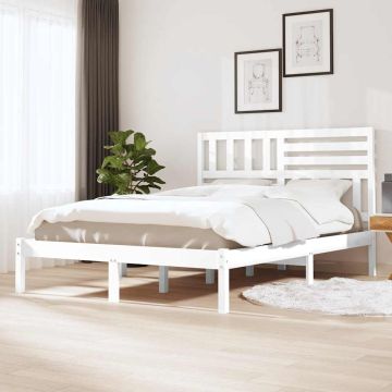 vidaXL Lovos rėmas, baltos spalvos, 140x200cm, pušies medienos masyvas
