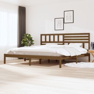vidaXL Lovos rėmas, medaus rudas, 200x200cm, pušies medienos masyvas