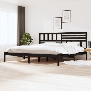 vidaXL Lovos rėmas, juodos spalvos, 200x200cm, pušies medienos masyvas