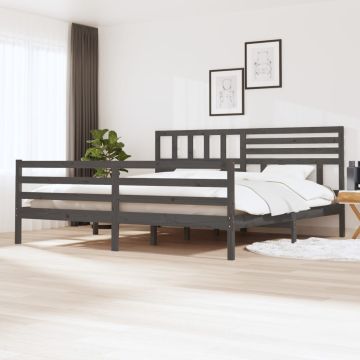 vidaXL Lovos rėmas, pilkos spalvos, 200x200cm, medienos masyvas