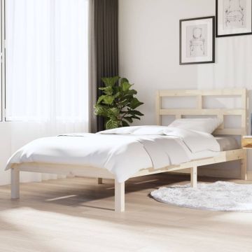 vidaXL Lovos rėmas, 90x200cm, pušies medienos masyvas