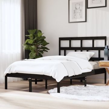 vidaXL Lovos rėmas, juodas, 150x200cm, medienos masyvas, didelis