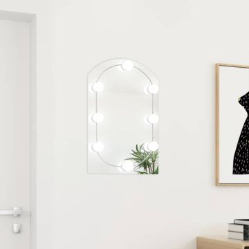 vidaXL Veidrodis su LED lemputėmis, 60x40cm, stiklas, arkos formos