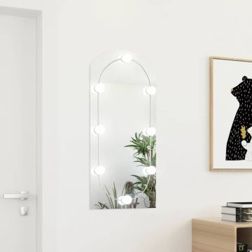 vidaXL Veidrodis su LED lemputėmis, 90x45cm, stiklas, arkos formos
