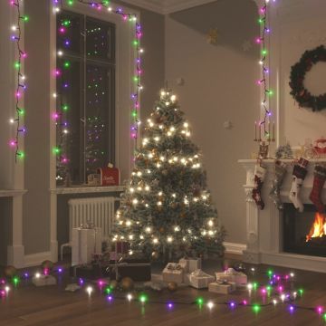 vidaXL LED lempučių girlianda, 15m, PVC, 150 pastelinių spalvotų LED
