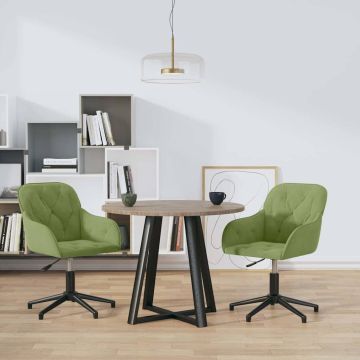 vidaXL Pasukamos valgomojo kėdės, 2vnt., šviesiai žalios, aksomas