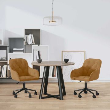 vidaXL Pasukamos valgomojo kėdės, 2vnt., rudos spalvos, aksomas