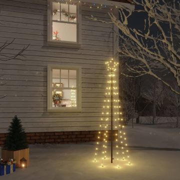vidaXL Kalėdų eglutė su kuoliuku, šiltos baltos spalvos, 108LED, 180cm