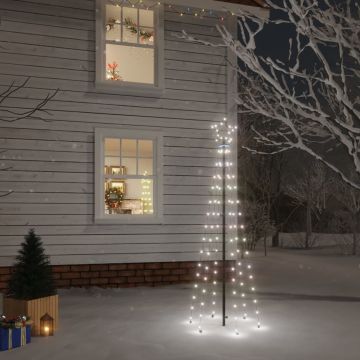 vidaXL Kalėdų eglutė su kuoliuku, šaltos baltos spalvos, 108LED, 180cm