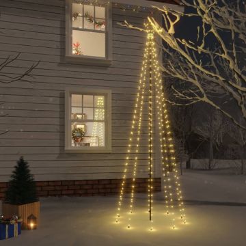 vidaXL Kalėdų eglutė su kuoliuku, šiltos baltos spalvos, 310LED, 300cm