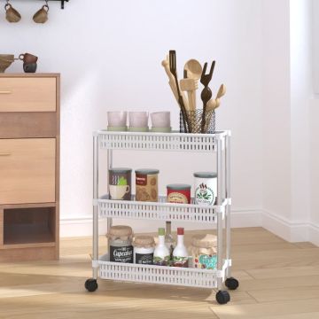 vidaXL Vežimėlis, 3 aukštų, sidabrinės ir baltos spalvos, aliuminis