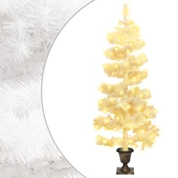 vidaXL Kalėdų eglutė su vazonu, balta, 120cm, PVC, spiralės formos