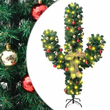 vidaXL Kalėdinis kaktusas su stovu/LED, žalias, 210cm, PVC