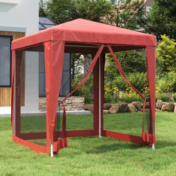 vidaXL Proginė palapinė su 4 tinklinėmis sienomis, raudona, 2x2m, HDPE