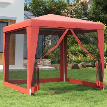 vidaXL Proginė palapinė su 4 sienomis, raudona, 2,5x2,5m, HDPE