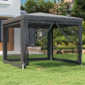 vidaXL Proginė palapinė su 4 sienomis, antracito, 3x3m, HDPE