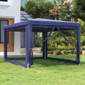 vidaXL Proginė palapinė su 4 tinklinėmis sienomis, mėlyna, 3x4m, HDPE