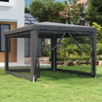 vidaXL Proginė palapinė su 4 sienomis, antracito, 3x4m, HDPE