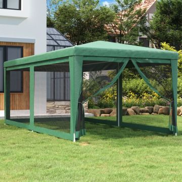 vidaXL Proginė palapinė su 6 tinklinėmis sienomis, žalia, 3x6m, HDPE