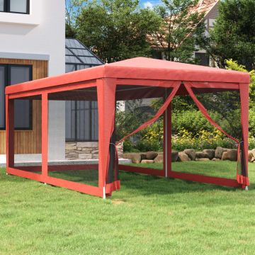 vidaXL Proginė palapinė su 6 tinklinėmis sienomis, raudona, 3x6m, HDPE