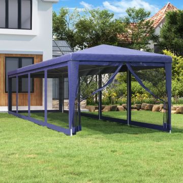 vidaXL Proginė palapinė su 10 tinklinių sienų, mėlyna, 3x12m, HDPE