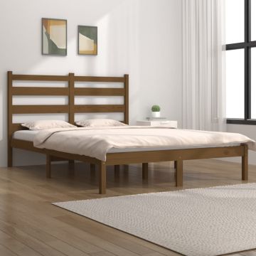 vidaXL Lovos rėmas, medaus rudas, 200x200cm, pušies medienos masyvas