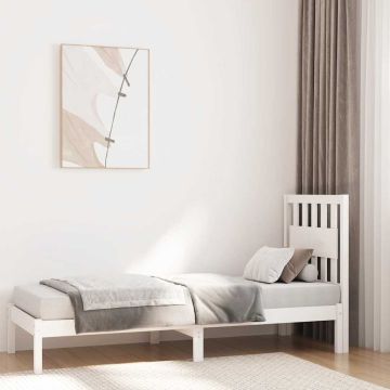 vidaXL Lovos rėmas, baltas, 75x190cm, pušies masyvas, vienvietis