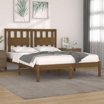 vidaXL Lovos rėmas, medaus rudas, 200x200cm, pušies medienos masyvas